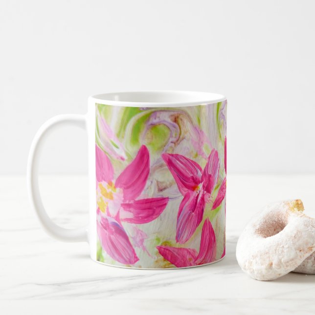 Mug Floral rose Abstrait (Avec donut)