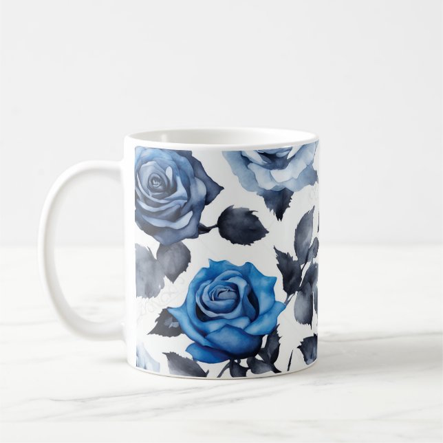 Mug Floral Rose bleu 1 (Gauche)