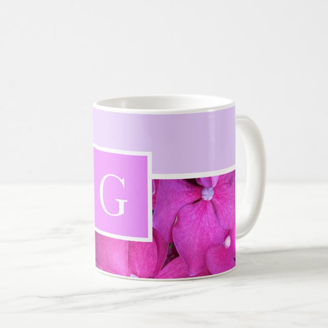 Mug Floral rose clair monogramme (Devant droit)