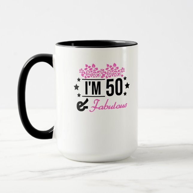 Mug floral rose im 70 ans et fabuleux (Gauche)