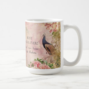 Mug Floral rose Peacock Meilleur Nana Enfants Fête des