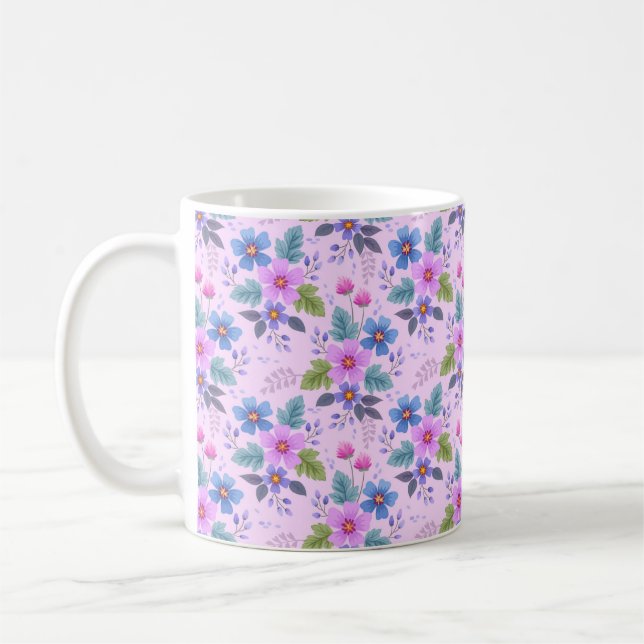 Mug Floral Rose Violet Fleurs Motif-36841 (Gauche)