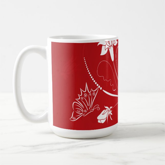 Mug Floral rouge et blanc moderne (Gauche)