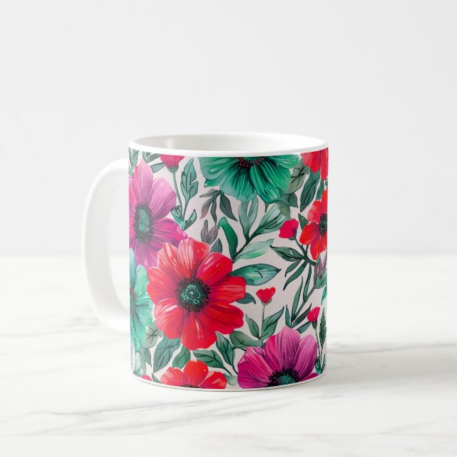 Mug Floral rustique mode rétro motif (Devant gauche)