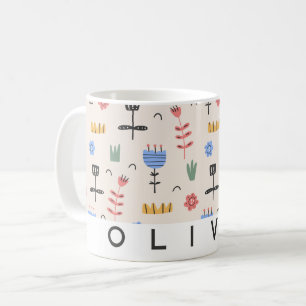 Mug floral scandinave moderne   Cadeau personnalis