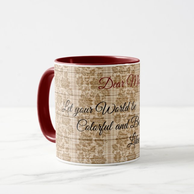 Mug Floral sur bois Personnaliser populaire Texte (Devant gauche)