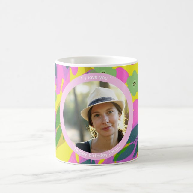 Mug floral tropical jaune rose pour 50e anniversai (Centre)