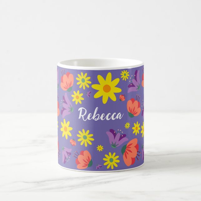 Mug floral violet personnalisé (Centre)
