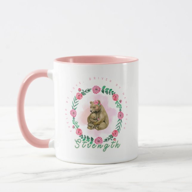 Mug Floral Watercolor Mama Bear Art (Gauche)