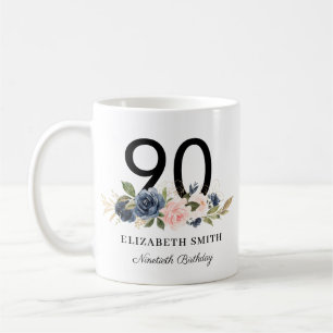 Mug Florale d'or flush de Navy personnalisées 90e anni
