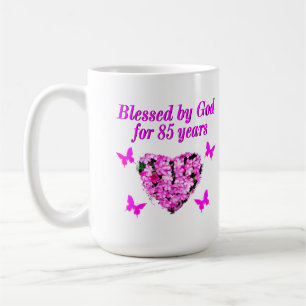 MUG FLORALE ROSE BÉNÉFICIÉE PAR DIEU PENDANT 85 ANS