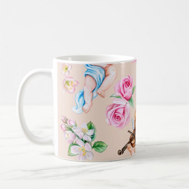 Mug Florales angéliques : Motif cupide Vintage (Gauche)