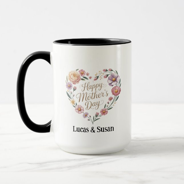 Mug Florals Fleurs Joyeux cadeau de la fête des mères  (Gauche)