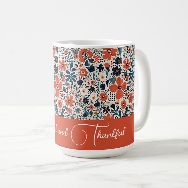 Mug Flore Automne Mignonne Rétro Béni Et Remerciant (Devant droit)