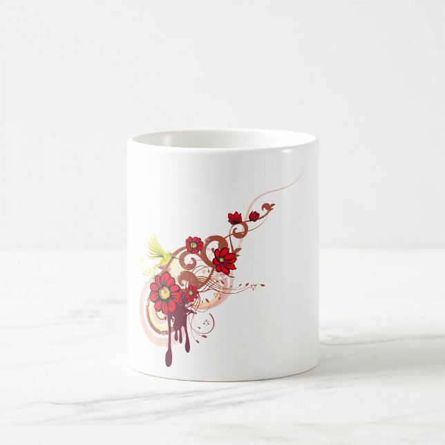 Mug Flore avec fleurs rouges et colibri (Créateur téléchargé)