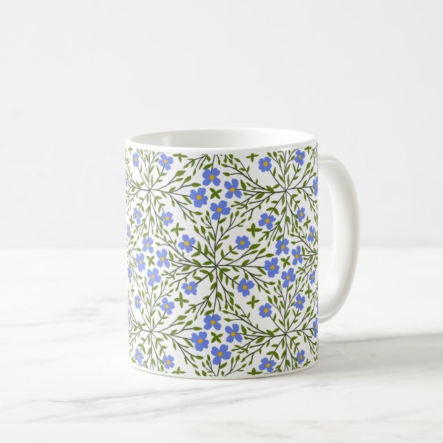 Mug Flore Bleue Ditsy Motif Floral (Devant droit)