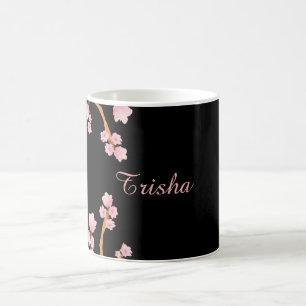 Mug Flore d'aquarelle rose et noire
