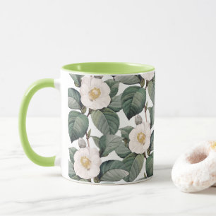 Mug Flore De Camellia Sur Blanc