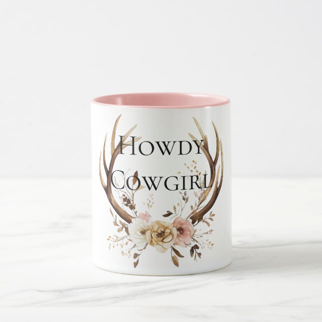 Mug Flore de Cowgirl Deer Antlers (Centre)