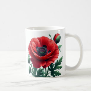 Mug Flore de pavot rouge