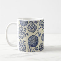 Flore d'impression florale de fleurs bleues antiqu