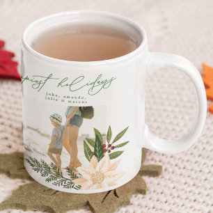 Mug flore festive moderne joyeuses fêtes photo