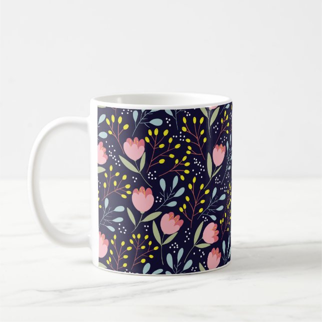 Mug Flore mignonne : Fleurs colorées Motif. (Gauche)