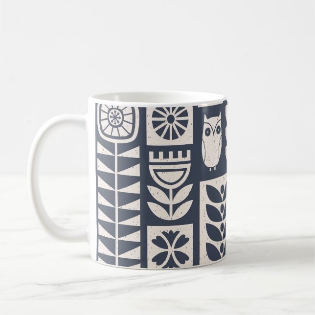 Mug Flore scandinave : Blanc, Bleu, Minimaliste. (Gauche)