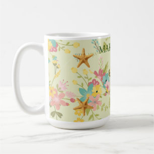 Mug Flore verte rose jaune rose de poisson-étoiles per