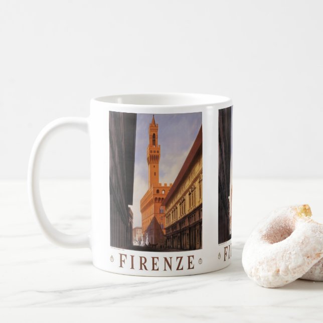 Mug Florence, Florence, Palazzo Vecchio, Italie Vintag (Avec donut)