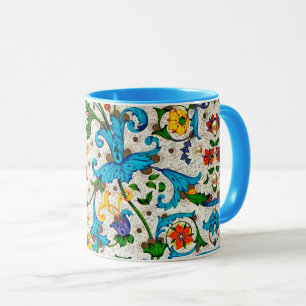 MUG FLORENTINE RENAISSANCE BLEU FLORAL SWIRLS, FLEURS