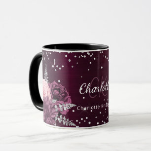 Mug Flores bourguignonnes nom monogramme élégant