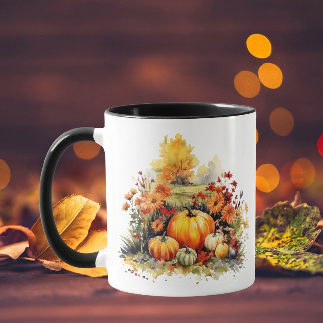 Mug Flores d'automne Citrouilles aquarelles (Créateur téléchargé)