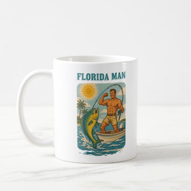 Mug Florida Man -Coastal Fishing Boat- Retro Fisherman (Gauche)