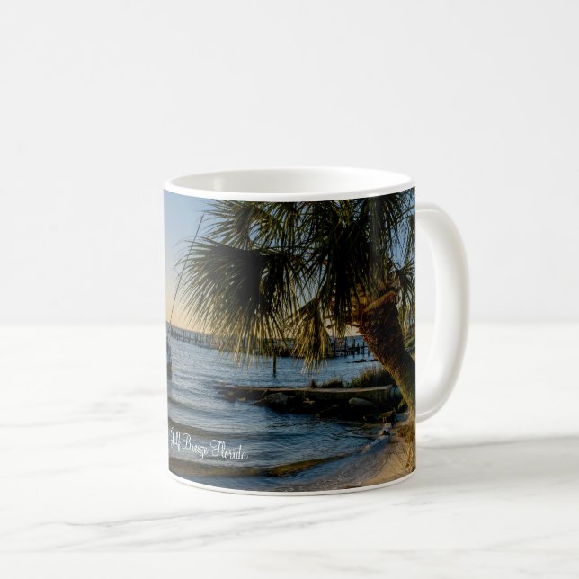 Mug Floride Arbre de palmier à lattes coucher de solei (Devant droit)