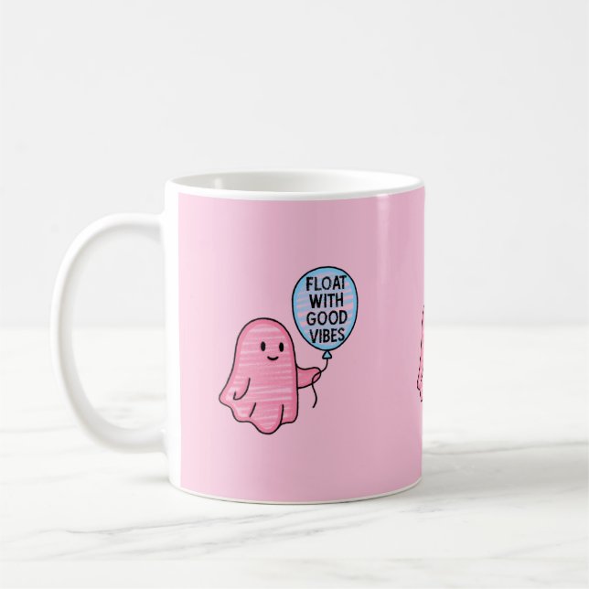 Mug Flotte avec de bonnes vibes joli design boo mignon (Gauche)