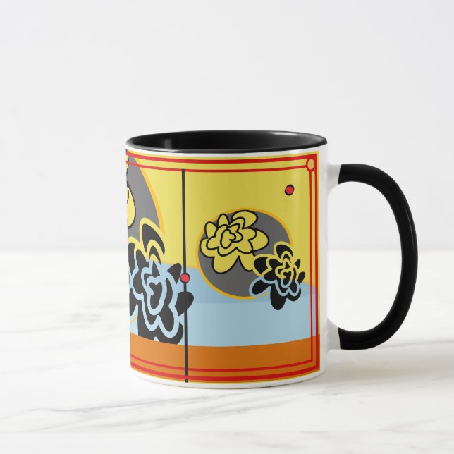 Mug Flower extra-bleu rayé rouge (Droite)