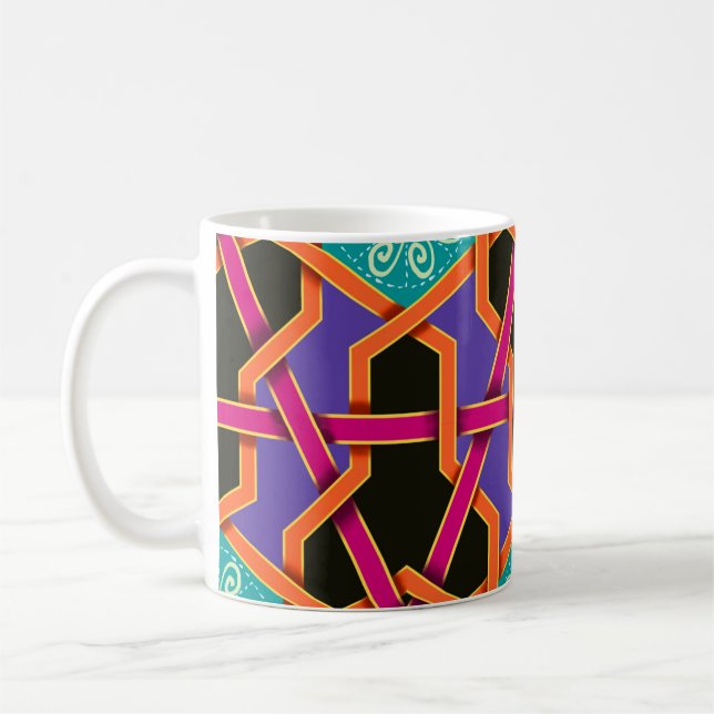 Mug Flower green orange et violet ethnie géométrique n (Gauche)