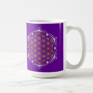 Mug Flower Of Life - Lotus or argent