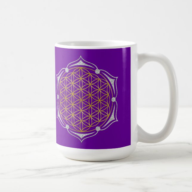 Mug Flower Of Life - Lotus or argent (Droite)