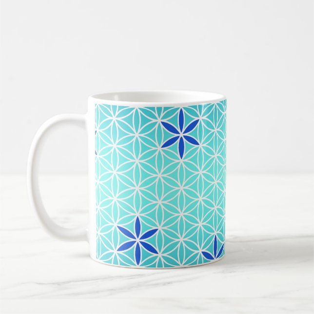 Mug Flower Of Life - timbre sans couture motif - cyan (Gauche)