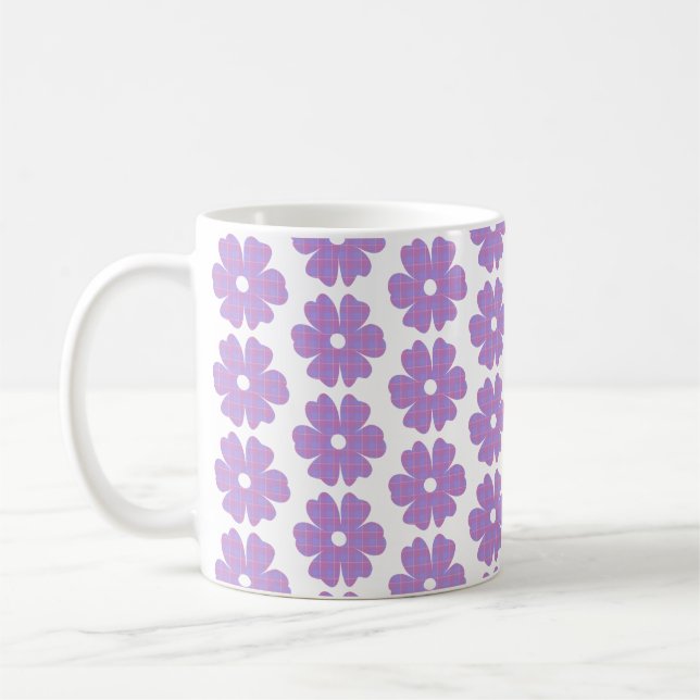 Mug Flower Shape Plaid Pink Purple (Gauche)