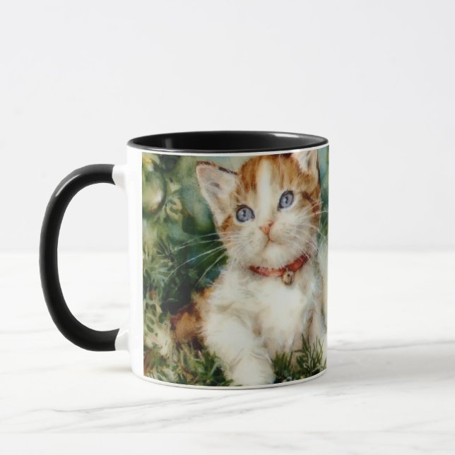 Mug Fluffy christmas cat Watercolor (Gauche)