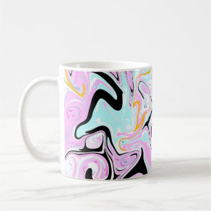 Mug Fluid Art Cotton Bonbon rose, Turquoise, noir et o