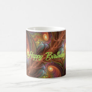 Mug Fluorescent coloré Abstrait Trippy Brown Fractal