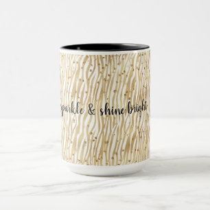Mug Flush Cream Zebra Glam Gold Confetti Sparkle
