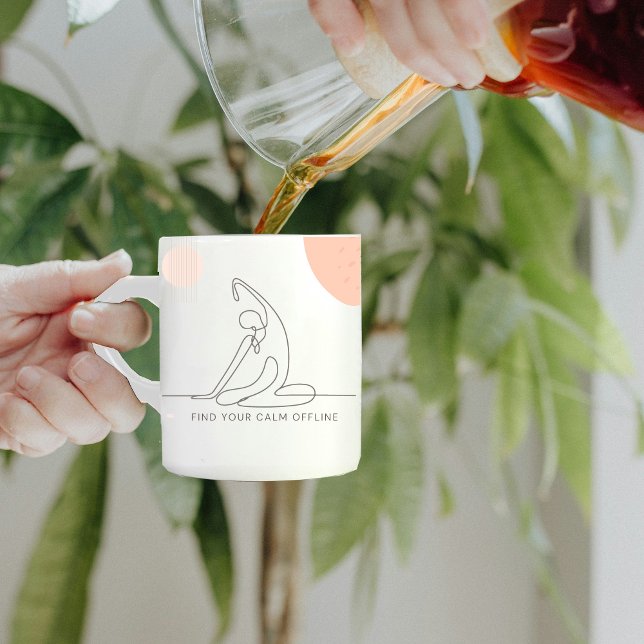 Mug Flush personnalisé Digital Detox Yoga Line Art (Créateur téléchargé)