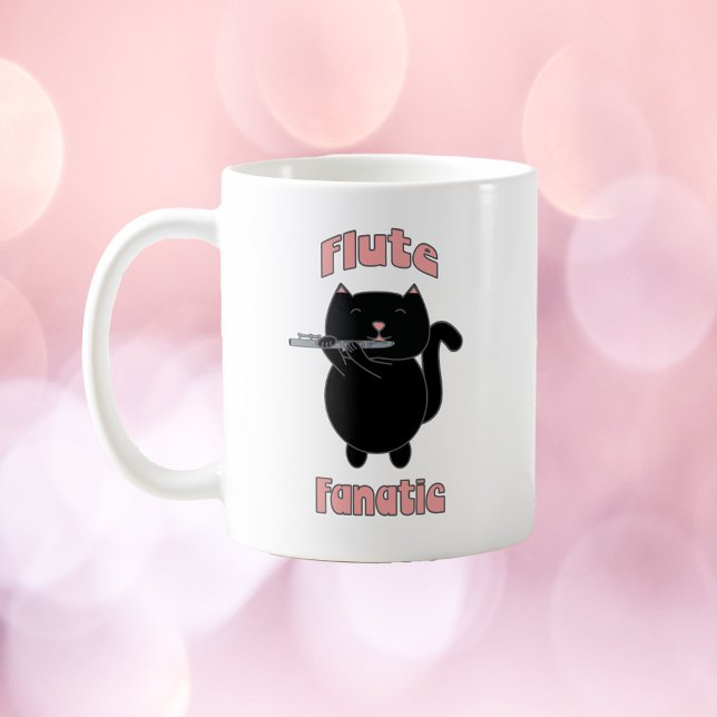 Mug Flute Fanatique Chat noir amusant (Créateur téléchargé)