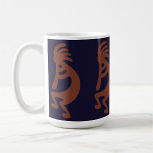 Mug Flûte Jouer Kokopelli Figure - Bleu sur rouille Ro