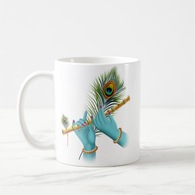 Mug Flûte_Mains_Peacock Feather_Lord Krishna (Gauche)